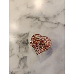Paparazzi Find It In Your Heart Rose Gold Filigree Heart Ring Adjustable Band